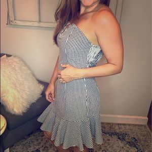 White & black Gingham Dress